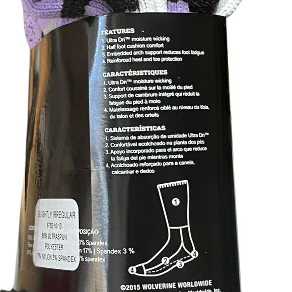 Harley-Davidson Black and Light Purple All Weather Socks, 2 Pairs, Size M - Picture 6 of 6